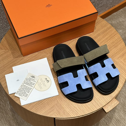 Sandales Chypre Hermès Bleu Kaki