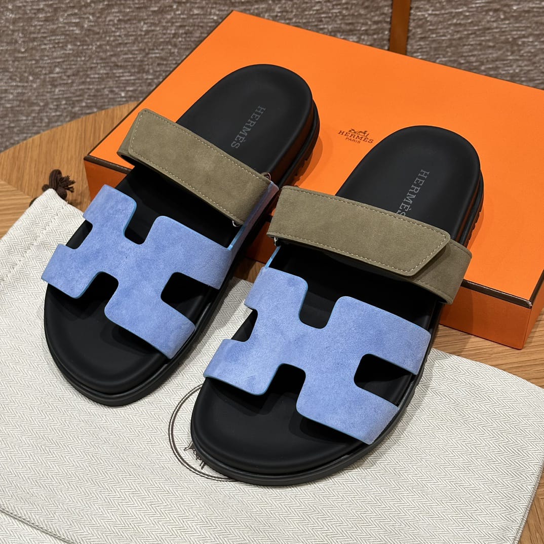 Sandales Chypre Hermès Bleu Kaki