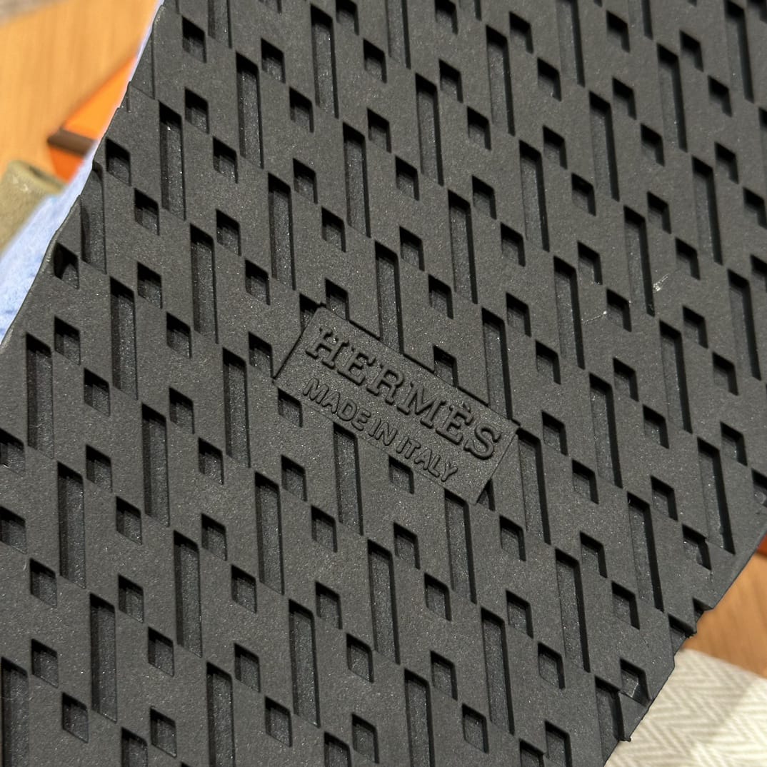 Sandales Chypre Hermès Bleu Kaki