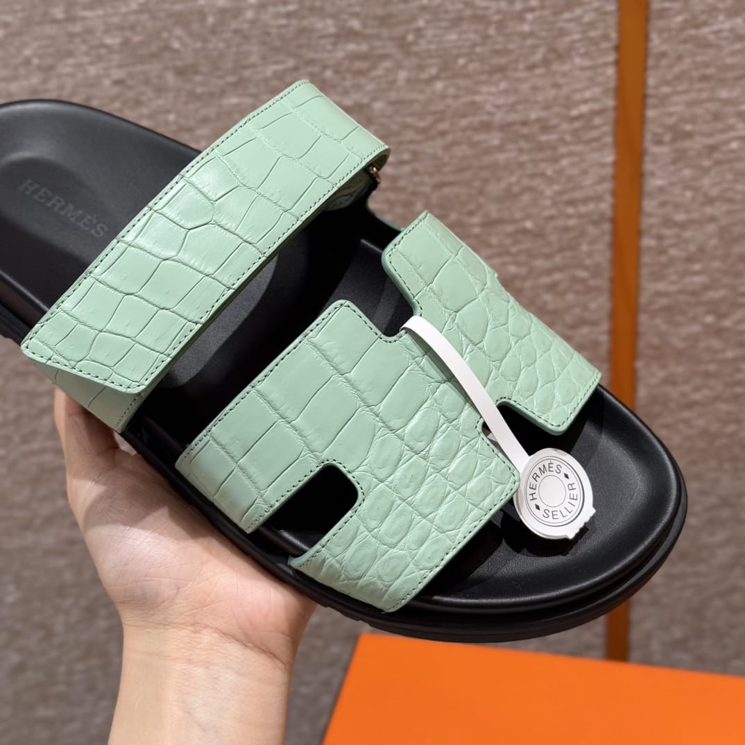 Sandales Chypre Hermès Bleu Caïman