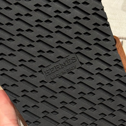 Sandales Chypre Hermès Bleu Marron Léopard